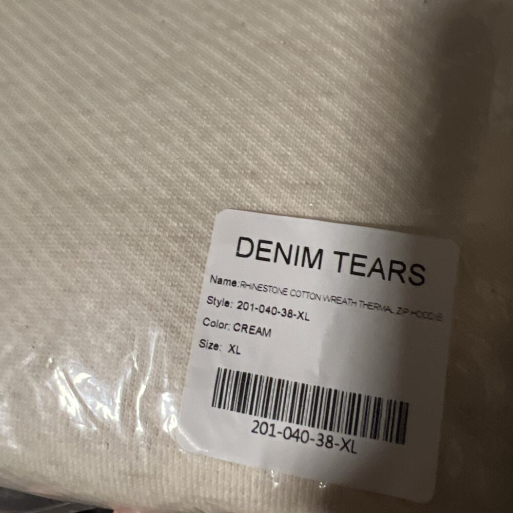 Size XL - Denim Tears Rhinestone Cotton Wreath Oatmeal Zip Up Hoodie Brand New! - Picture 7 of 7